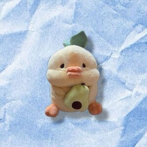 Adorable Plush Duck Toy with Avocado - Cream and Green